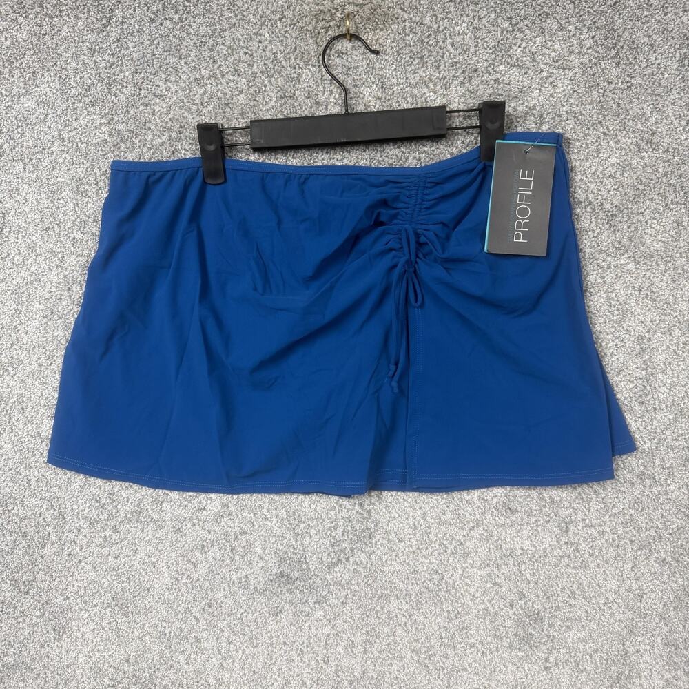 Profile Swim Skirt Womens 16 Blue Ruched Drawstring Modest Swimwear Beach Preppy